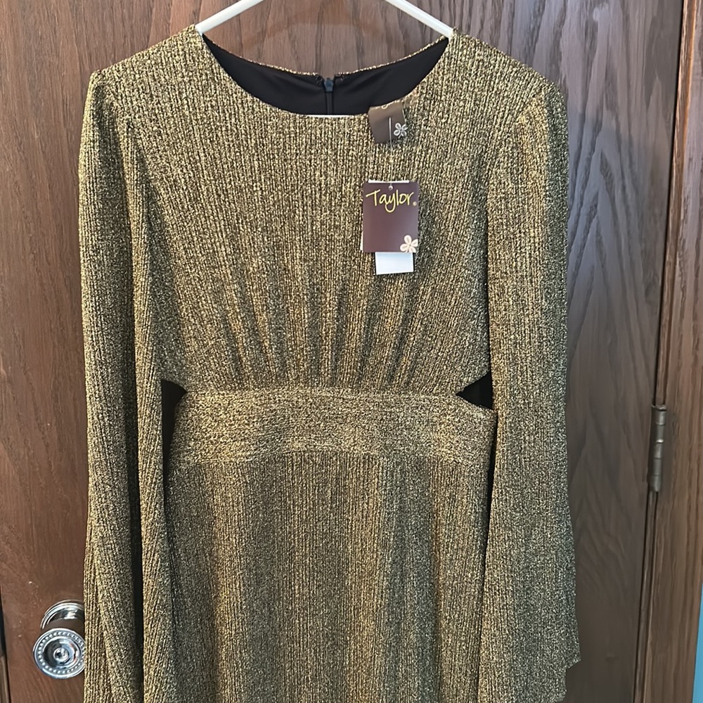 Fantastic gold, shimmery, side cutout stretch dress